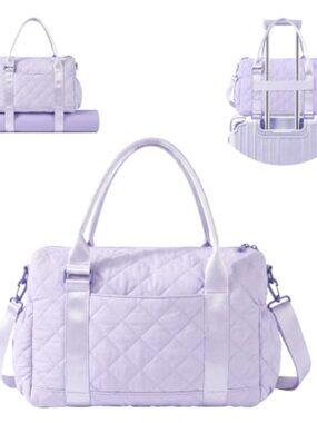 Small Gym Bag with Yoga Mat Holder Quilted Duffel Wet Compartment